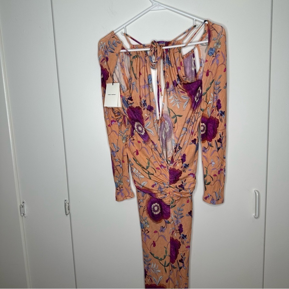 NWT Isabel Marant Jadessi Floral-Print Strappy Cutout Midi Dress Size 40 US 10 - Picture 4 of 11